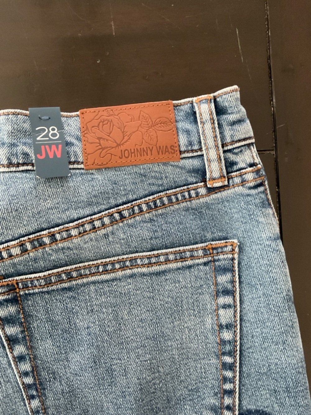 Johnny Was Blue Wide-Leg Jeans with Heart Patch - Picture 3 of 8